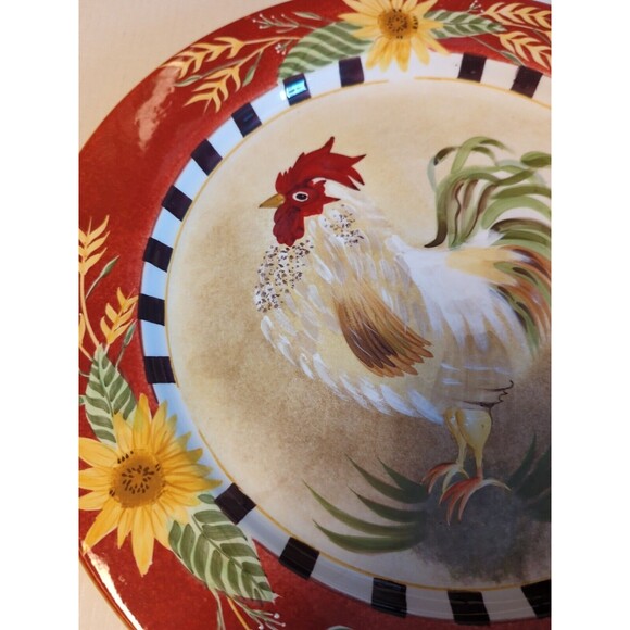 Sakura Chanticleer Sally Eckman Roberts Platter Plate Rooster Stoneware 16" - Picture 3 of 7